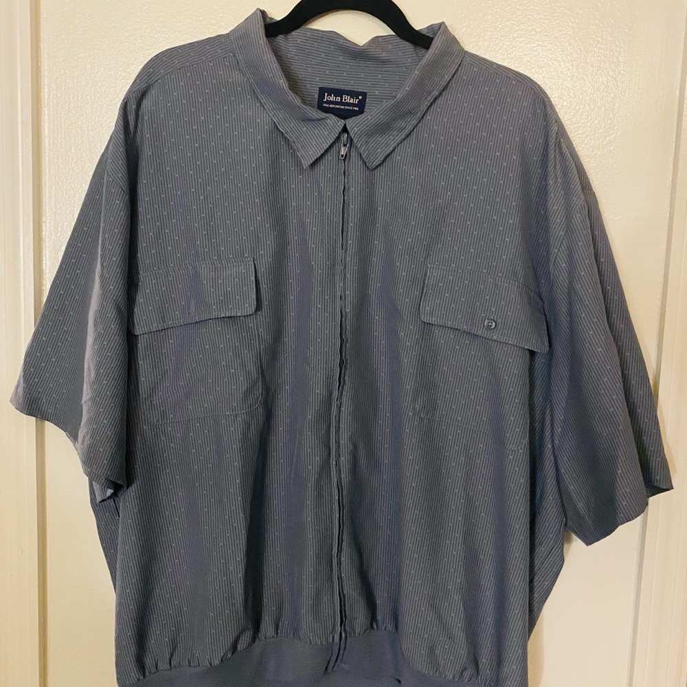 John Blair casual retro 100% polyester zip shirt
